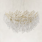 Crystal Branch Round Chandelier, 48 in - Gold complete fixture