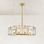 Cascade Crystal Disc Chandelier, 38 in - 38 in / Brushed Titanium Gold complete fixture