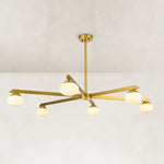 Glass Orb Six-Light Chandelier, 48 in - 48 in / Brass complete fixture