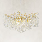 Crystal Branch Round Chandelier, 30 in - Gold complete fixture