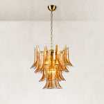 Amber Glass Petal Chandelier - Antique Bronze / Amber Glass complete fixture