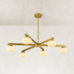 Glass Orb Six-Light Chandelier, 36 in - 36 in / Brass complete fixture