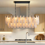 Alabaster Feather Oval Dining Pendant 47.2"L by Dalmivik, product or room detail view