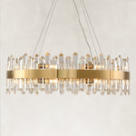 Crystal Ribbon Round Chandelier, 32 in - 32 in / Brushed Brass complete fixture