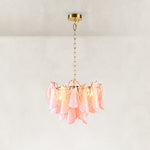 Blush Glass Petal Chandelier - Antique Bronze / Blush Glass complete fixture