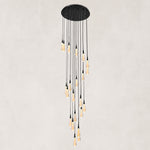 Teardrop Glass Cascade Chandelier - Black complete fixture
