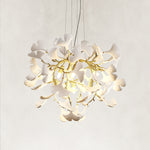 Ceramic Leaf Round Chandelier, 23.6 in - 23.6 in / Gold complete fixture
