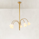 Glass Blossom Chandelier, Five-Light - White Glass complete fixture