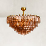 Amber Glass Drop Chandelier, 35.4 in - Antique Bronze / 35.4 in complete fixture