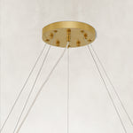 Crystal Ribbon Round Chandelier, 40 in - 40 in / Brushed Brass complete fixture