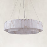 Layered Alabaster Ring Chandelier, 31.5 in - Gold complete fixture