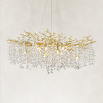 Crystal Branch Round Chandelier, 40 in - Silver complete fixture