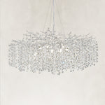 Crystal Branch Round Chandelier, 30 in - Silver complete fixture