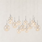 Crackled Glass Cluster Linear Chandelier - Silver complete fixture