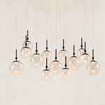 Crackled Glass Cluster Linear Chandelier - Black complete fixture