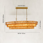 54-inch amber glass chandelier dimension drawing.