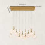 Crackled Glass Cluster Linear Chandelier - Gold complete fixture