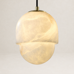 Hollis Minimalist Brass Alabaster Pendant Light 8.3" D by Dalmivik, complete fixture view