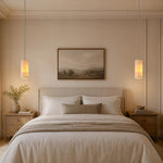 Anello Cylinder Alabaster Pendant Light Nickel by Dalmivik, product or room detail view