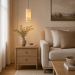 Anello Cylinder Alabaster Pendant Light Nickel by Dalmivik, product or room detail view