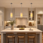 Anello Cylinder Alabaster Pendant Light Nickel by Dalmivik, product or room detail view
