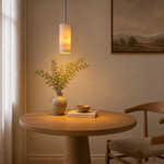 Anello Cylinder Alabaster Pendant Light Nickel by Dalmivik, product or room detail view