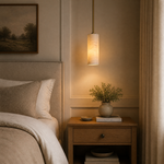 Anello Cylinder Alabaster Pendant Light by Dalmivik, product or room detail view