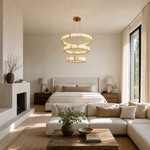 Cristallo Modern Tiered Ring Chandelier by Dalmivik, product or room detail view