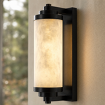 Cylinder Arm Stacked Alabaster Black Wall Sconce by Dalmivik, product or room detail view