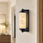Cylinder Arm Stacked Alabaster Black Wall Sconce by Dalmivik, product or room detail view