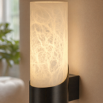 Cylinder Wrap Alabaster Brass Tube Wall Sconce by Dalmivik, product or room detail view