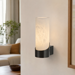 Cylinder Wrap Alabaster Brass Tube Wall Sconce by Dalmivik, product or room detail view