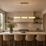 Anello Alabaster Cylinder Linear Dining Pendant Brass by Dalmivik, product or room detail view