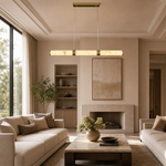 Anello Alabaster Cylinder Linear Dining Pendant Brass by Dalmivik, product or room detail view