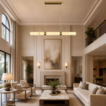 Anello Alabaster Cylinder Linear Dining Pendant Brass by Dalmivik, product or room detail view