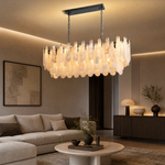 Alabaster Feather Oval Dining Pendant 47.2"L by Dalmivik, product or room detail view