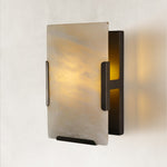 Trapezoid Alabaster Wall Sconce in Black — 10 in