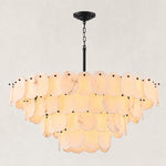 Four-Tier Alabaster Disc Chandelier in Black — 48 in
