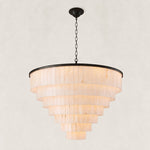 Seven-Tier Alabaster Panel Chandelier in Matte Black — 60 in