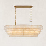 Clear fluted glass linear chandelier with stepped tiers
