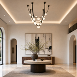 Dew Drops Alabaster LED Chandelier – Black White Warm Light by Dalmivik, product or room detail view