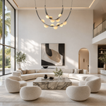 Dew Drops Alabaster LED Chandelier – Black White Warm Light by Dalmivik, product or room detail view