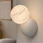 Duo Sphere Crimson Eclipse Alabaster Wall Sconce by Dalmivik, product or room detail view