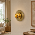 Eclipse Orb Triple Halo Alabaster Wall Sconce by Dalmivik, product or room detail view
