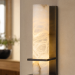 Framed Slab Vertical Column Alabaster Wall Sconce by Dalmivik, product or room detail view