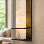 Framed Slab Vertical Column Alabaster Wall Sconce by Dalmivik, product or room detail view