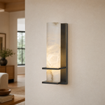 Framed Slab Vertical Column Alabaster Wall Sconce by Dalmivik, product or room detail view