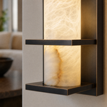 Framed Slab Vertical Column Alabaster Wall Sconce by Dalmivik, product or room detail view