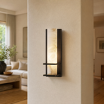 Framed Slab Vertical Column Alabaster Wall Sconce by Dalmivik, product or room detail view