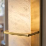 Framed Slab Vertical Column Alabaster Wall Sconce by Dalmivik, product or room detail view